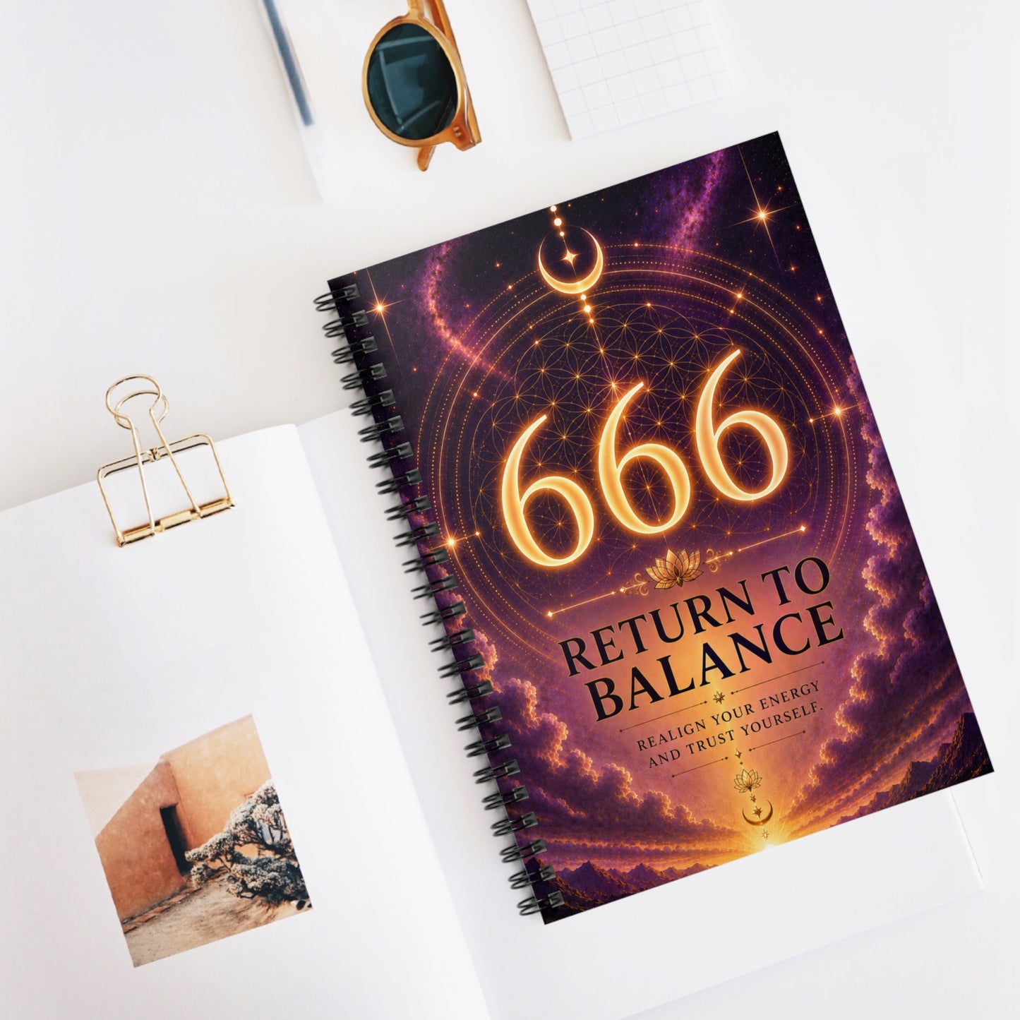 666 Return to Balance - Ruled Spiral Notebook — Minimalist Black & White,  Lined Journal