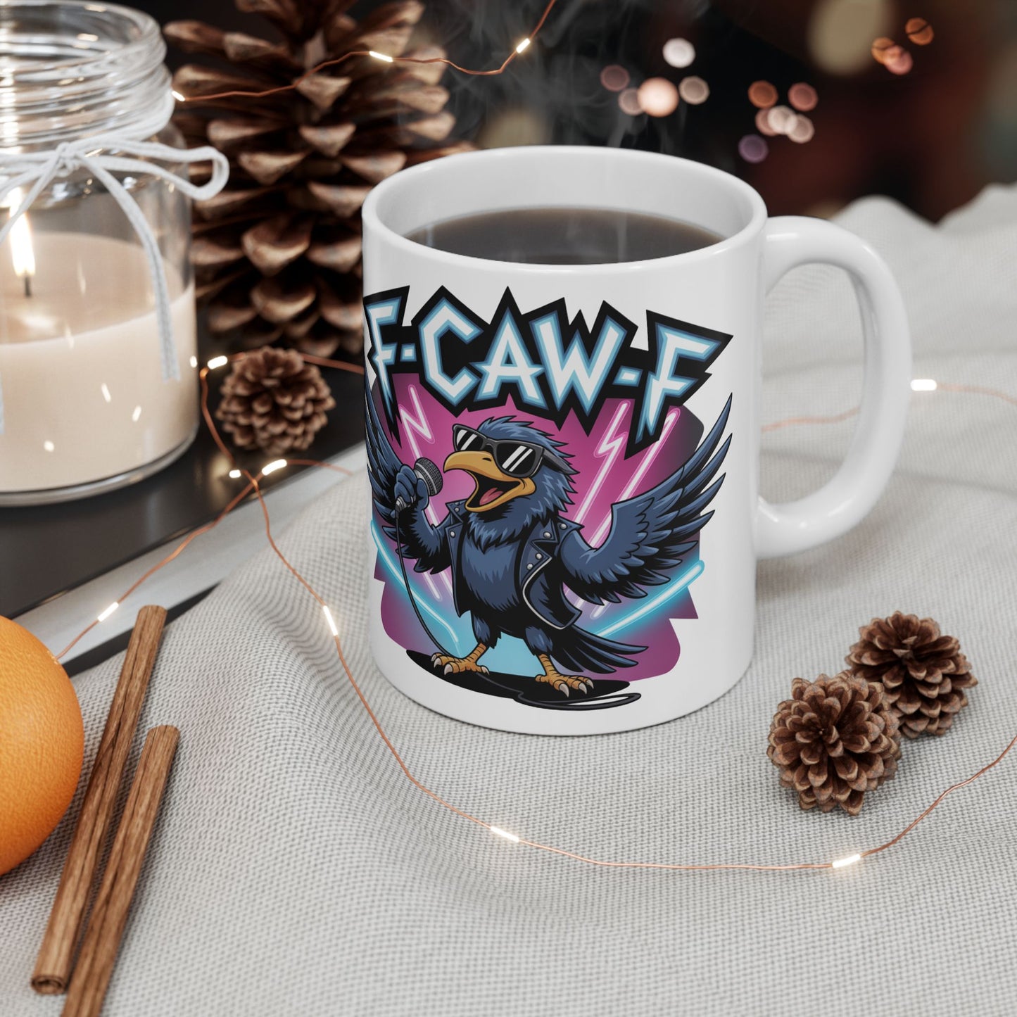 F-Caw-F Rockstar Raven - Ceramic Mug - Motivational Gift for Coffee Lovers, Office Desk Decor, Holiday & Birthday Present, Fun Quote Mug